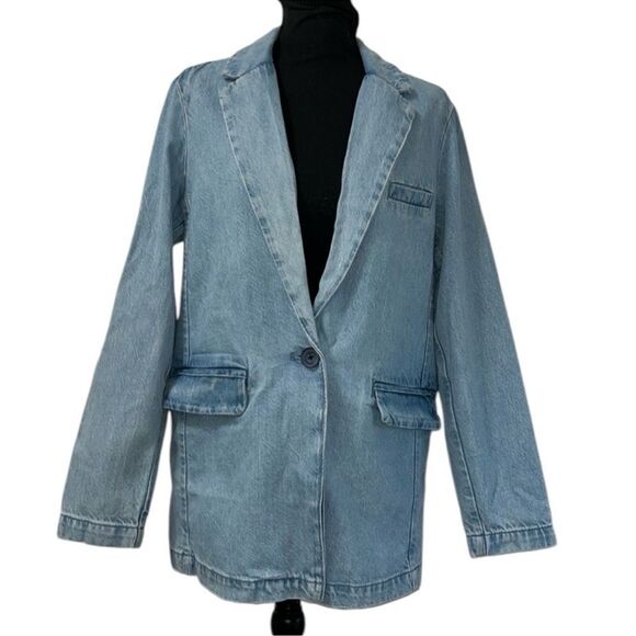 American Eagle Outfitters Light Blue Oversized Jacket(Size Small) - Picture 5 of 11